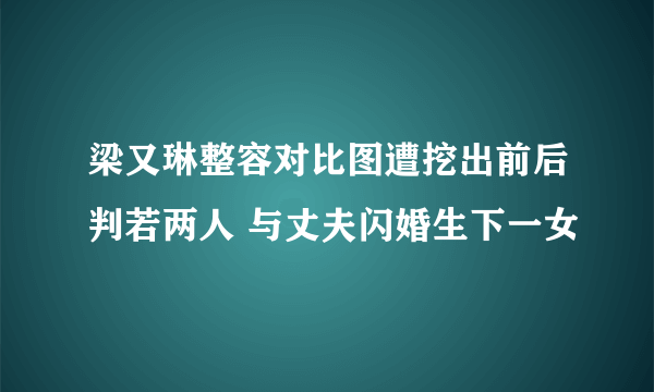 梁又琳整容对比图遭挖出前后判若两人 与丈夫闪婚生下一女