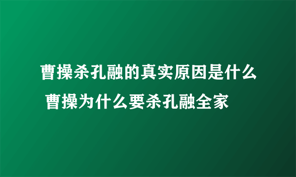 曹操杀孔融的真实原因是什么 曹操为什么要杀孔融全家