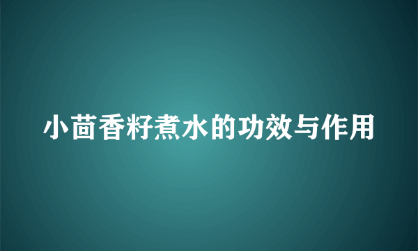 小茴香籽煮水的功效与作用