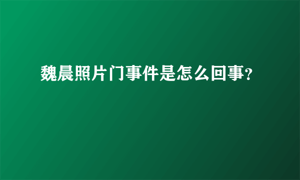 魏晨照片门事件是怎么回事？