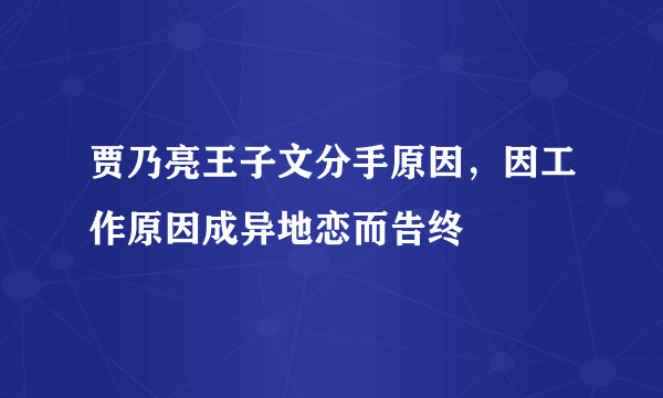 贾乃亮王子文分手原因，因工作原因成异地恋而告终