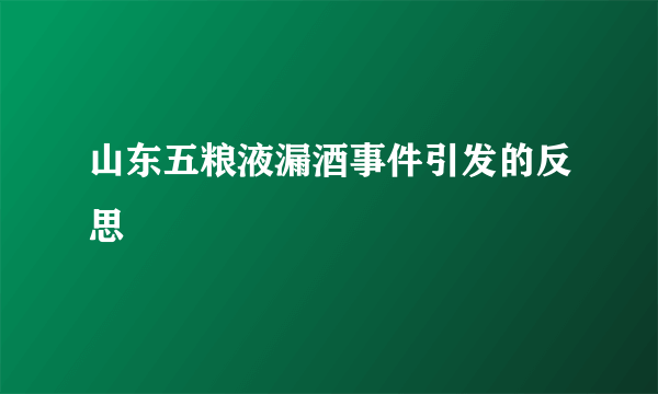 山东五粮液漏酒事件引发的反思