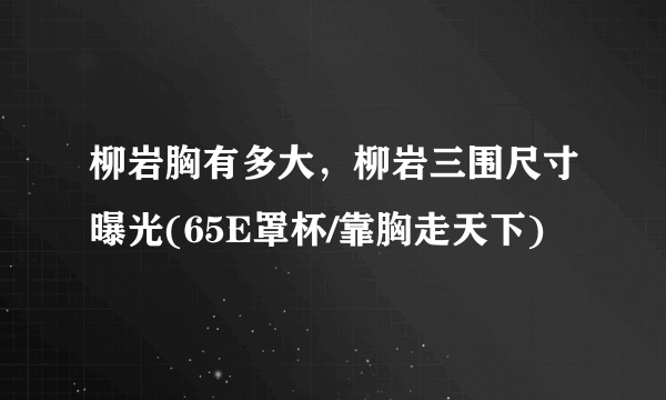 柳岩胸有多大，柳岩三围尺寸曝光(65E罩杯/靠胸走天下)