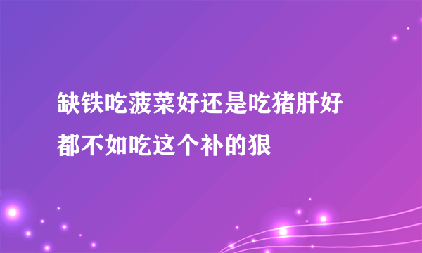 缺铁吃菠菜好还是吃猪肝好 都不如吃这个补的狠