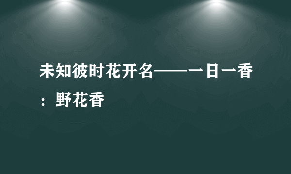 未知彼时花开名——一日一香：野花香