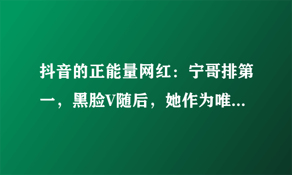 抖音的正能量网红：宁哥排第一，黑脸V随后，她作为唯一女生上榜