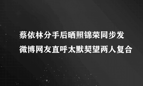 蔡依林分手后晒照锦荣同步发微博网友直呼太默契望两人复合