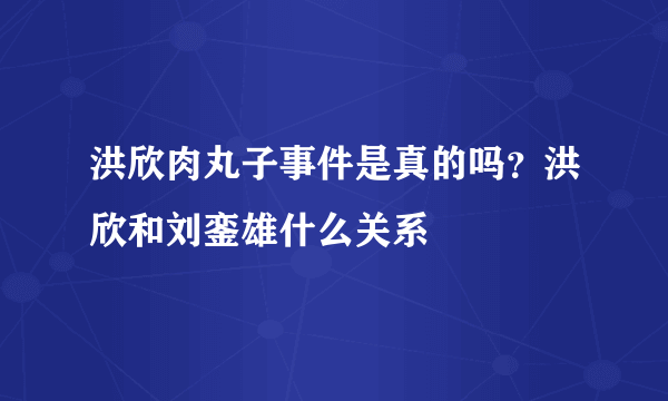 洪欣肉丸子事件是真的吗？洪欣和刘銮雄什么关系