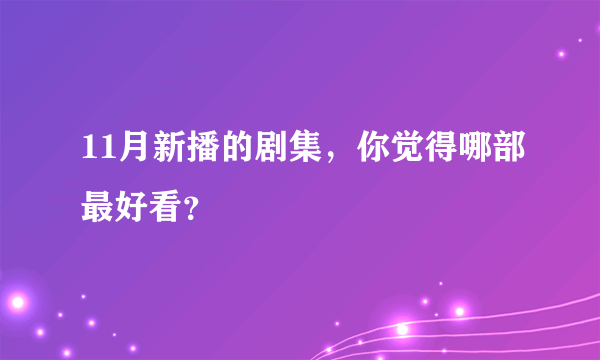 11月新播的剧集，你觉得哪部最好看？