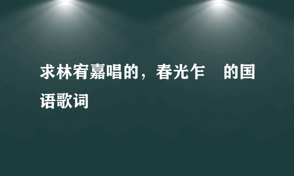 求林宥嘉唱的，春光乍洩的国语歌词