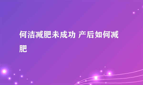 何洁减肥未成功 产后如何减肥