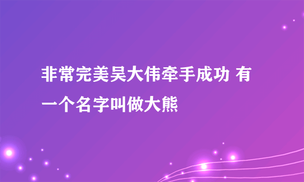 非常完美吴大伟牵手成功 有一个名字叫做大熊