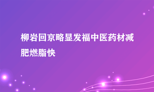 柳岩回京略显发福中医药材减肥燃脂快