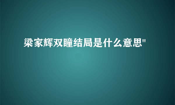 梁家辉双瞳结局是什么意思