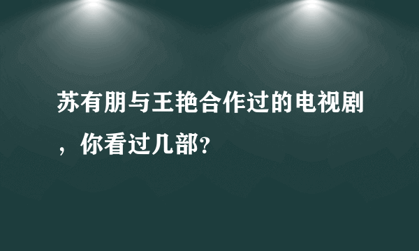 苏有朋与王艳合作过的电视剧，你看过几部？