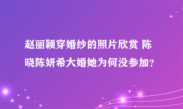 赵丽颖穿婚纱的照片欣赏 陈晓陈妍希大婚她为何没参加？