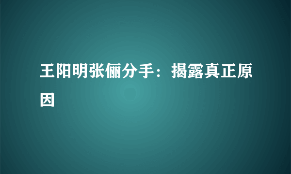 王阳明张俪分手：揭露真正原因