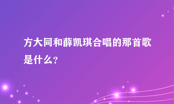 方大同和薛凯琪合唱的那首歌是什么？