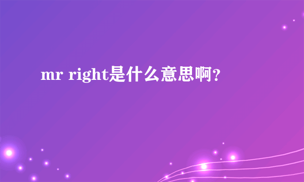 mr right是什么意思啊？