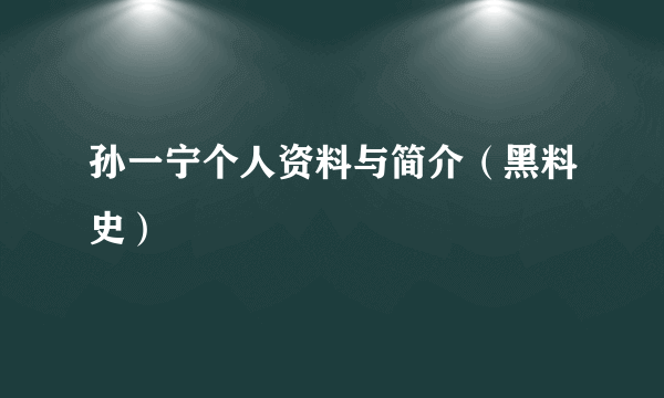 孙一宁个人资料与简介（黑料史）