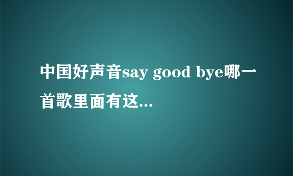 中国好声音say good bye哪一首歌里面有这歌词，急啊，兄弟帮帮忙