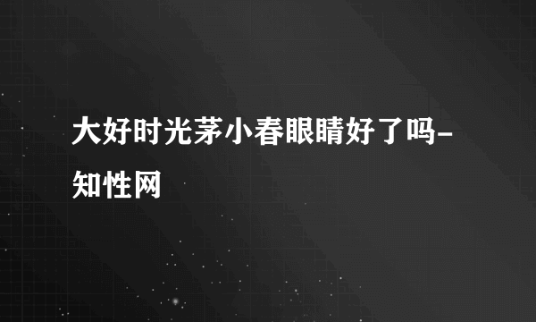 大好时光茅小春眼睛好了吗- 知性网