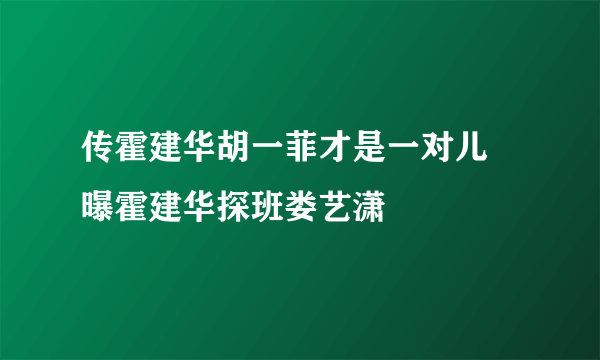 传霍建华胡一菲才是一对儿    曝霍建华探班娄艺潇