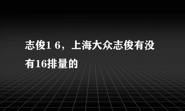 志俊1 6，上海大众志俊有没有16排量的