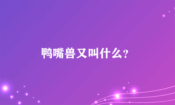 鸭嘴兽又叫什么？