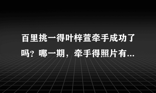 百里挑一得叶梓萱牵手成功了吗？哪一期，牵手得照片有吗？是吴彦堃吗？