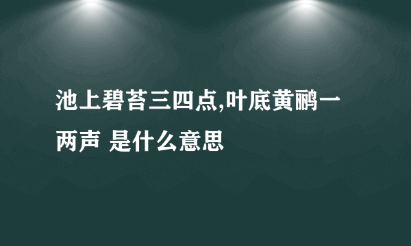 池上碧苔三四点,叶底黄鹂一两声 是什么意思