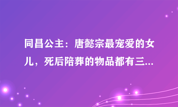 同昌公主：唐懿宗最宠爱的女儿，死后陪葬的物品都有三十多里路