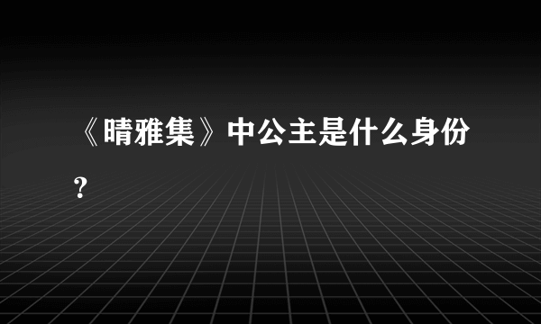 《晴雅集》中公主是什么身份？