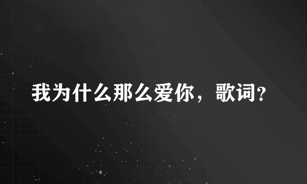 我为什么那么爱你，歌词？