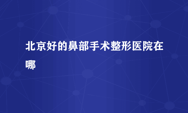 北京好的鼻部手术整形医院在哪